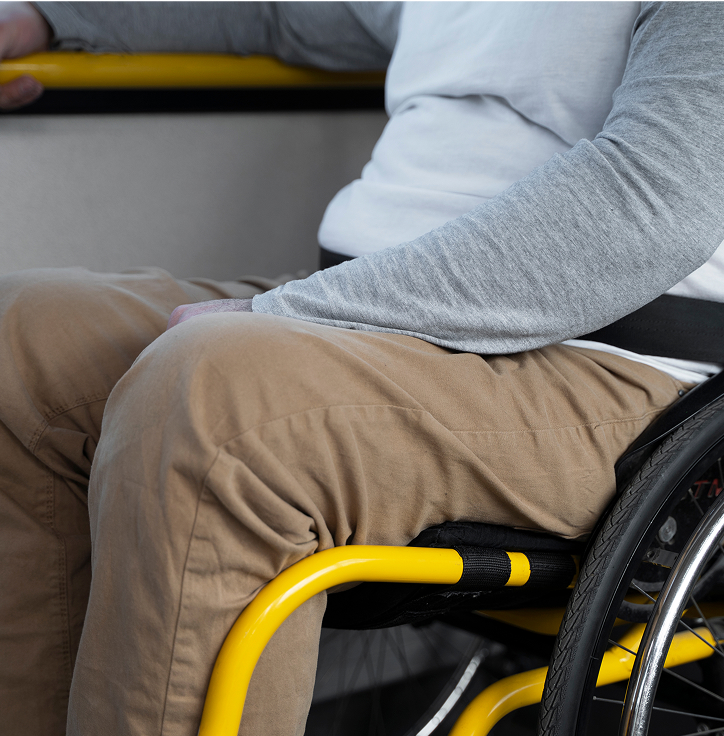 Close-up of a man on wheelchair